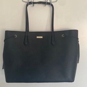 Kate Spade large black tote with decorative side ties on both sides